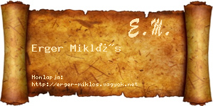 Erger Miklós névjegykártya